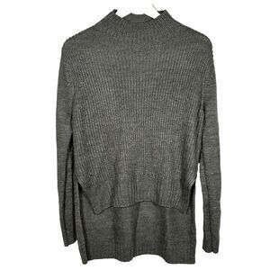 Project Nadaam Sweater Size Medium Gray High Low Hem Mock Neck Knit Minimalist